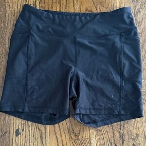 Women's Black Biker Athletic Shorts with Pockets